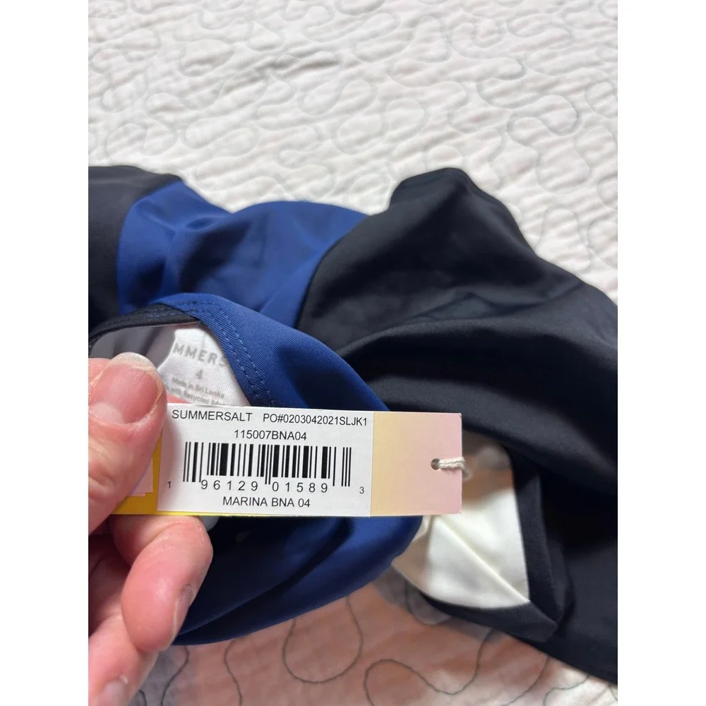 Summersalt Marina One Piece Swimsuit Colorblock Navy Black White Size 4
